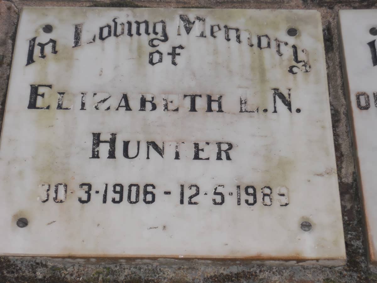 HUNTER Elizabeth L.N. 1906-1989