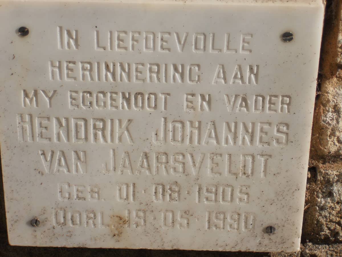 JAARSVELDT Hendrik Johannes, van 1905-1990