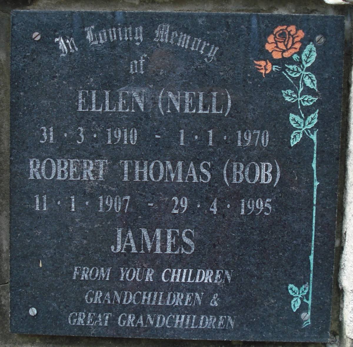 JAMES Robert Thomas 1907-1995 &amp; Ellen 1910-1970