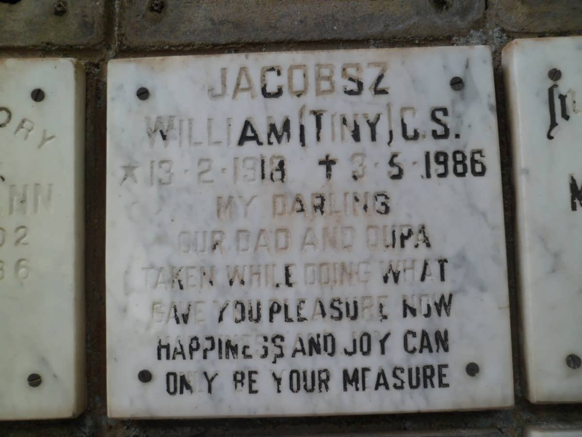 JACOBSZ William C.S. 1918-1986 