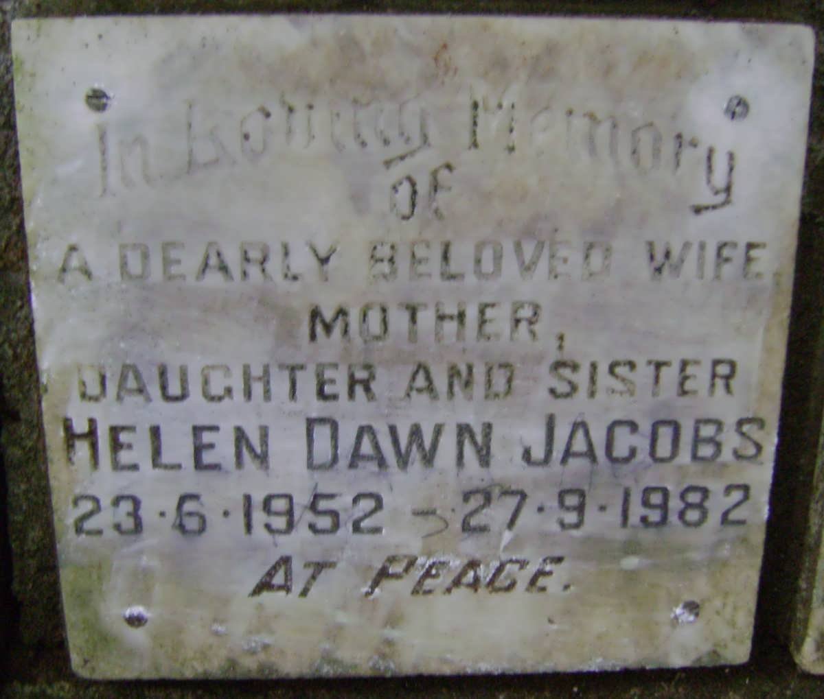 JACOBS Helen Dawn 1952-1982