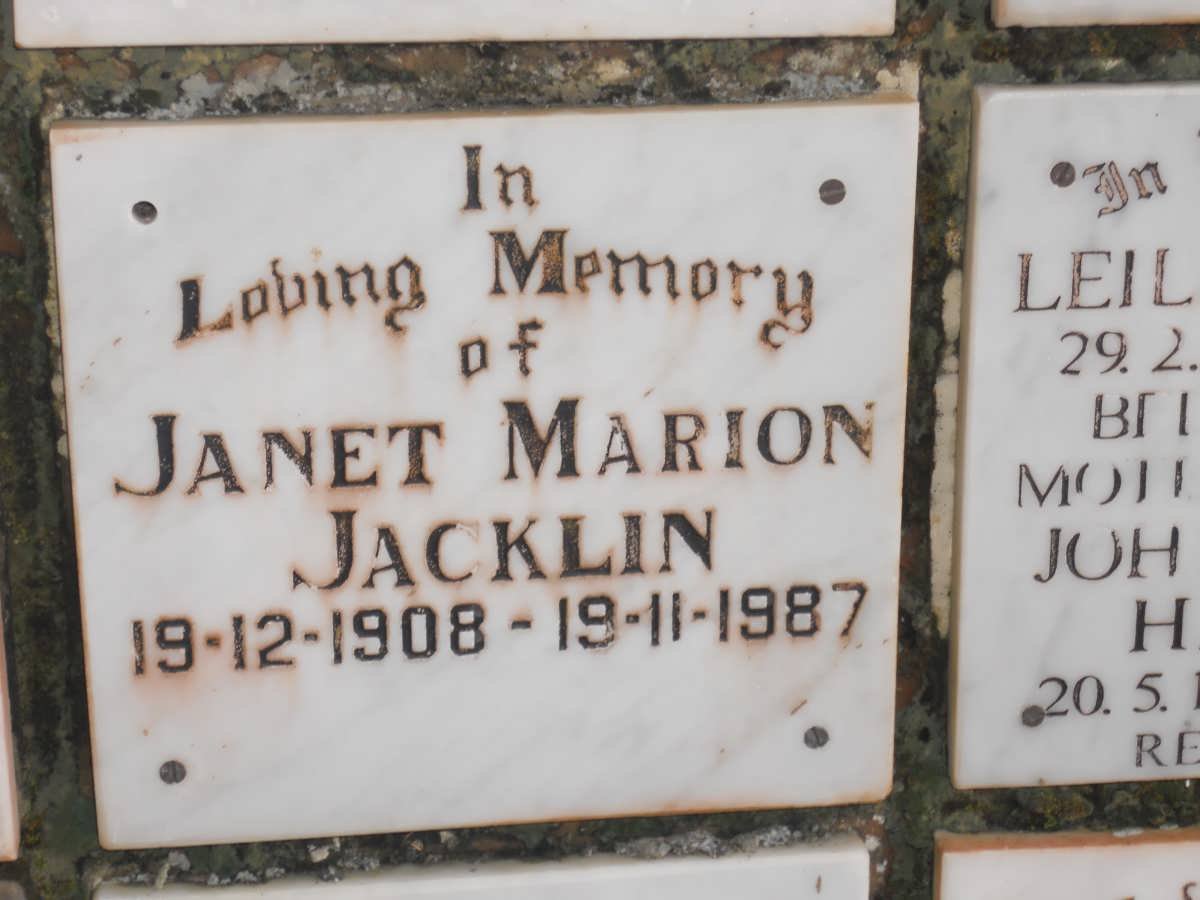 JACKLIN Janet Marion 1908-1987