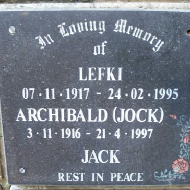 JACK Archibald 1916-1997 &amp; Lefki 1917-1995