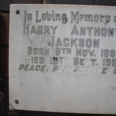 JACKSON Harry Anthony 1896-1966