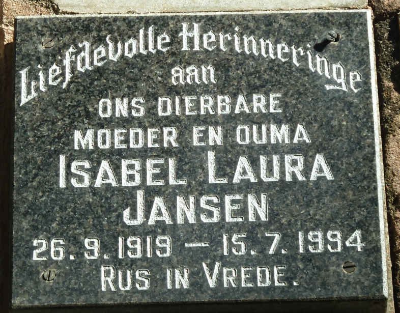 JANSEN Isabel Laura 1919-1994