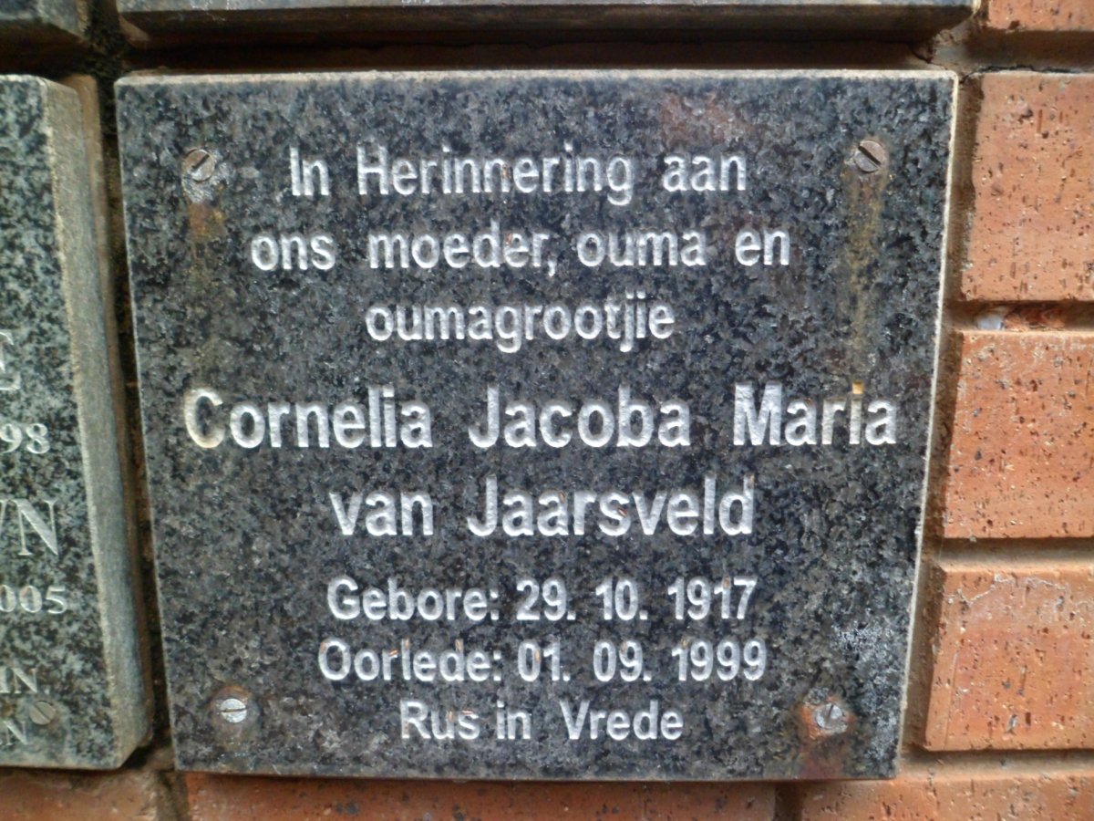 JAARSVELD Cornelia Jacoba Maria, van 1917-1999