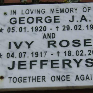 JEFFERYS George J.A. 1920-1984 &amp; Ivy Rose 1917-2004