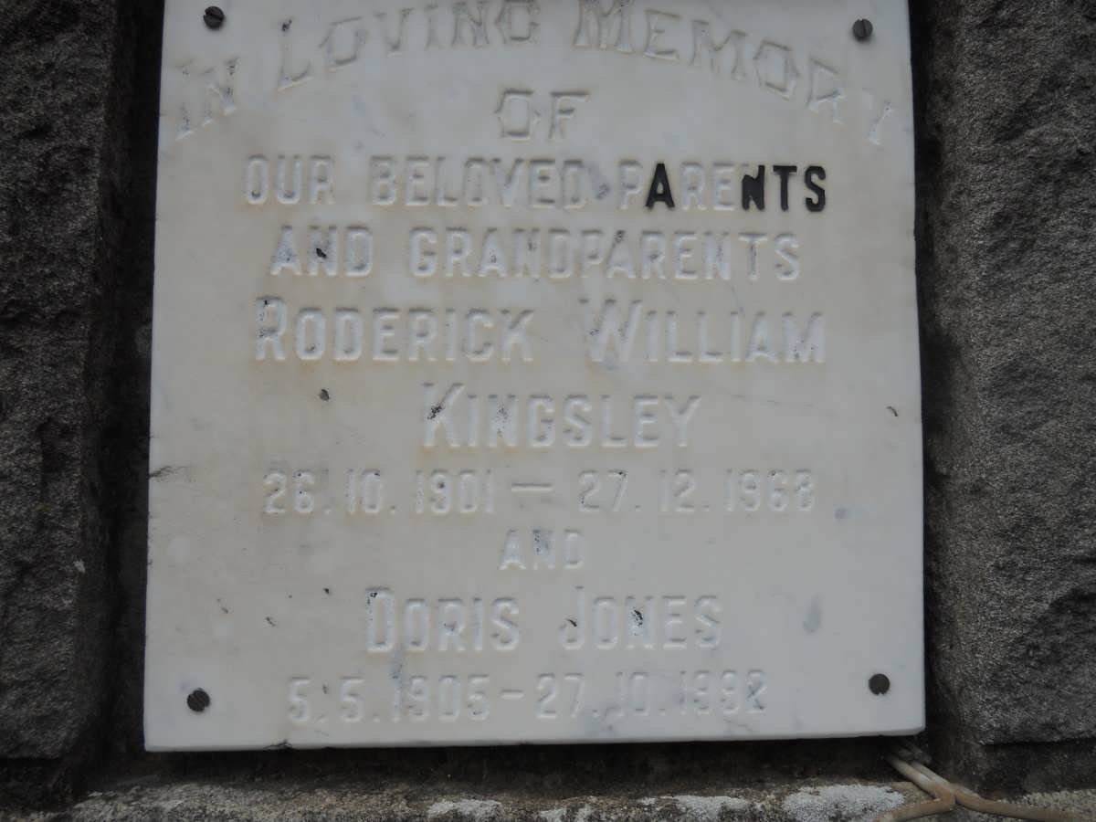JONES Roderick William Kingsley 1901-1968 &amp; Doris Jones 1905-1992