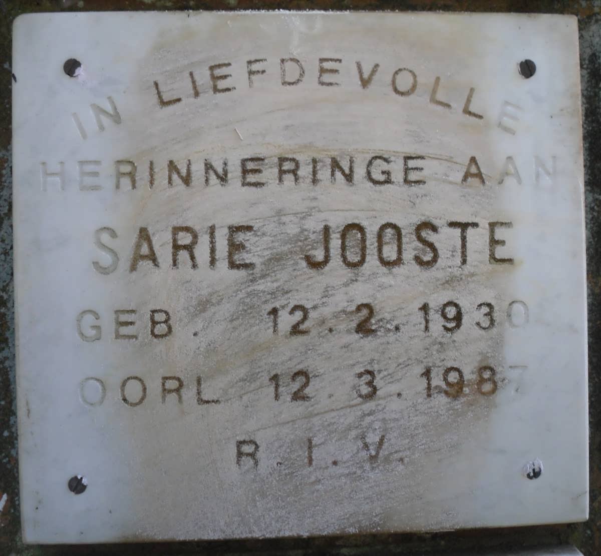 JOOSTE Sarie 1930-1987