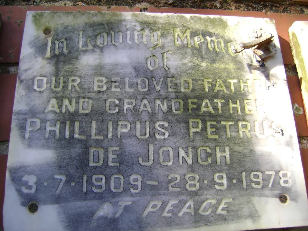 JONGH Phillipus Petrus, de 1909-1978