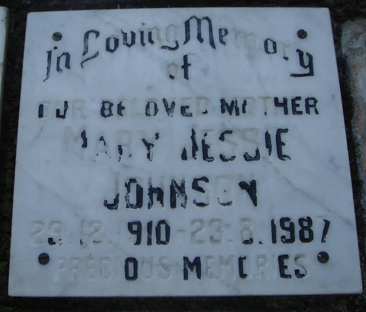 JOHNSON Mary Jessie 1910-1987