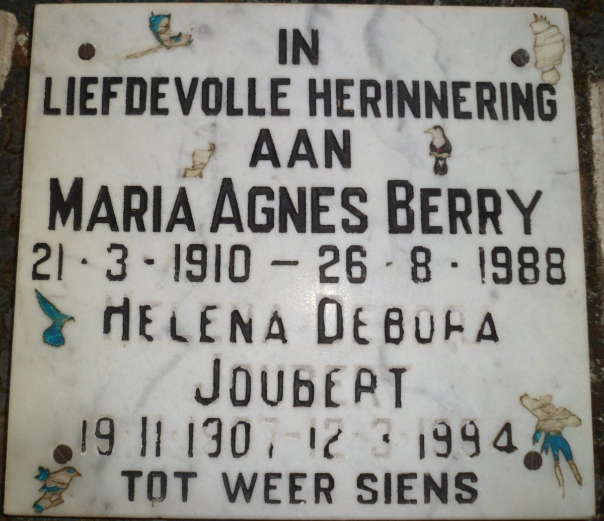 JOUBERT Helena Debora 1907-1994 :: BERRY Maria Agnes 1910-1988
