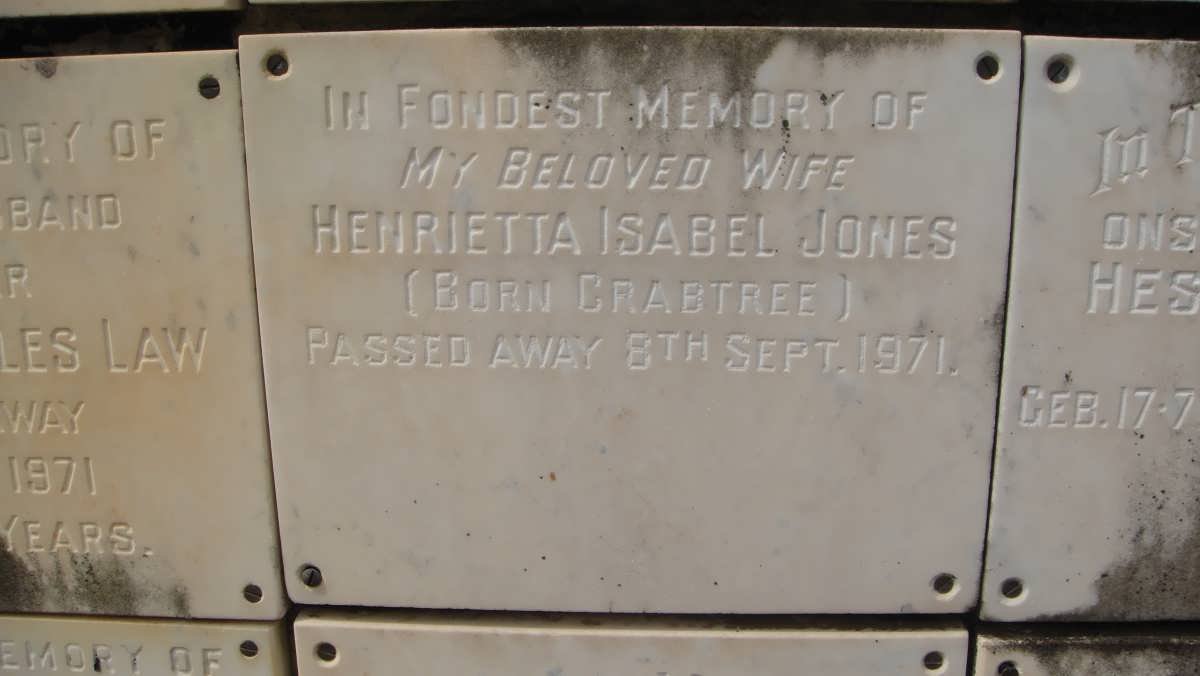 JONES Henrietta Isabel nee CRABTREE -1971