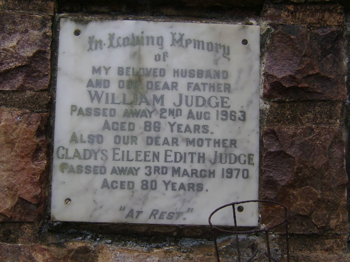 JUDGE William -1963 &amp; Gladys Eileen Edith -1970