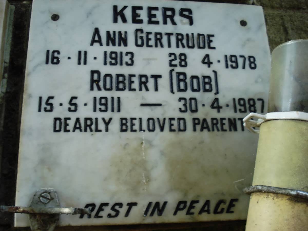 KEERS Robert 1911-1987 &amp; Ann Gertrude 1913-1978