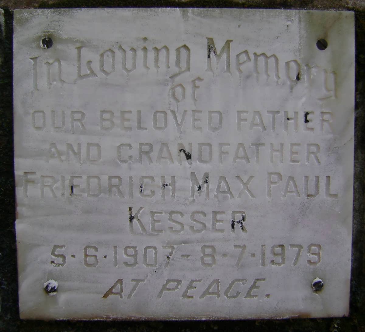 KESSER Friedrich Max Paul 1907-1979