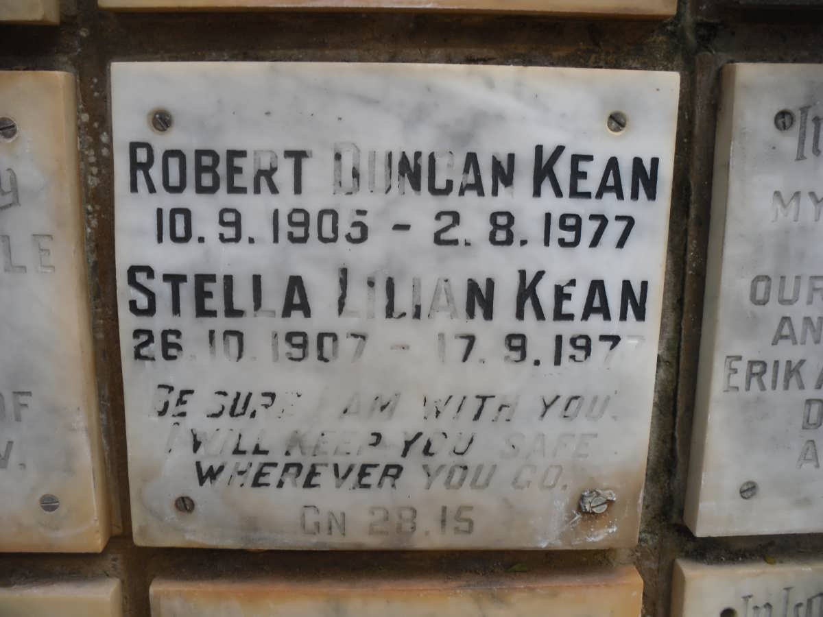 KEAN Robert Duncan 1905-1977 &amp; Stella Lilian 1907-1977