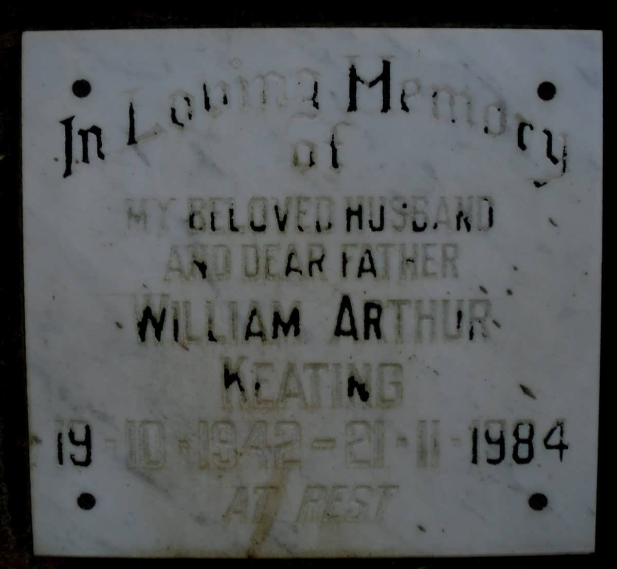 KEATING William Arthur 1942-1984