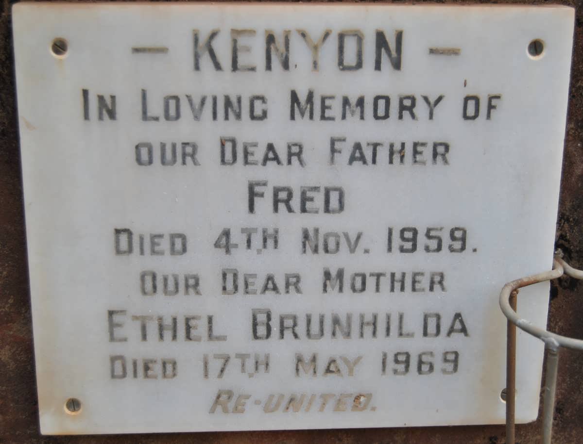KENYON Fred -1959 &amp; Ethel Brunhilda -1969