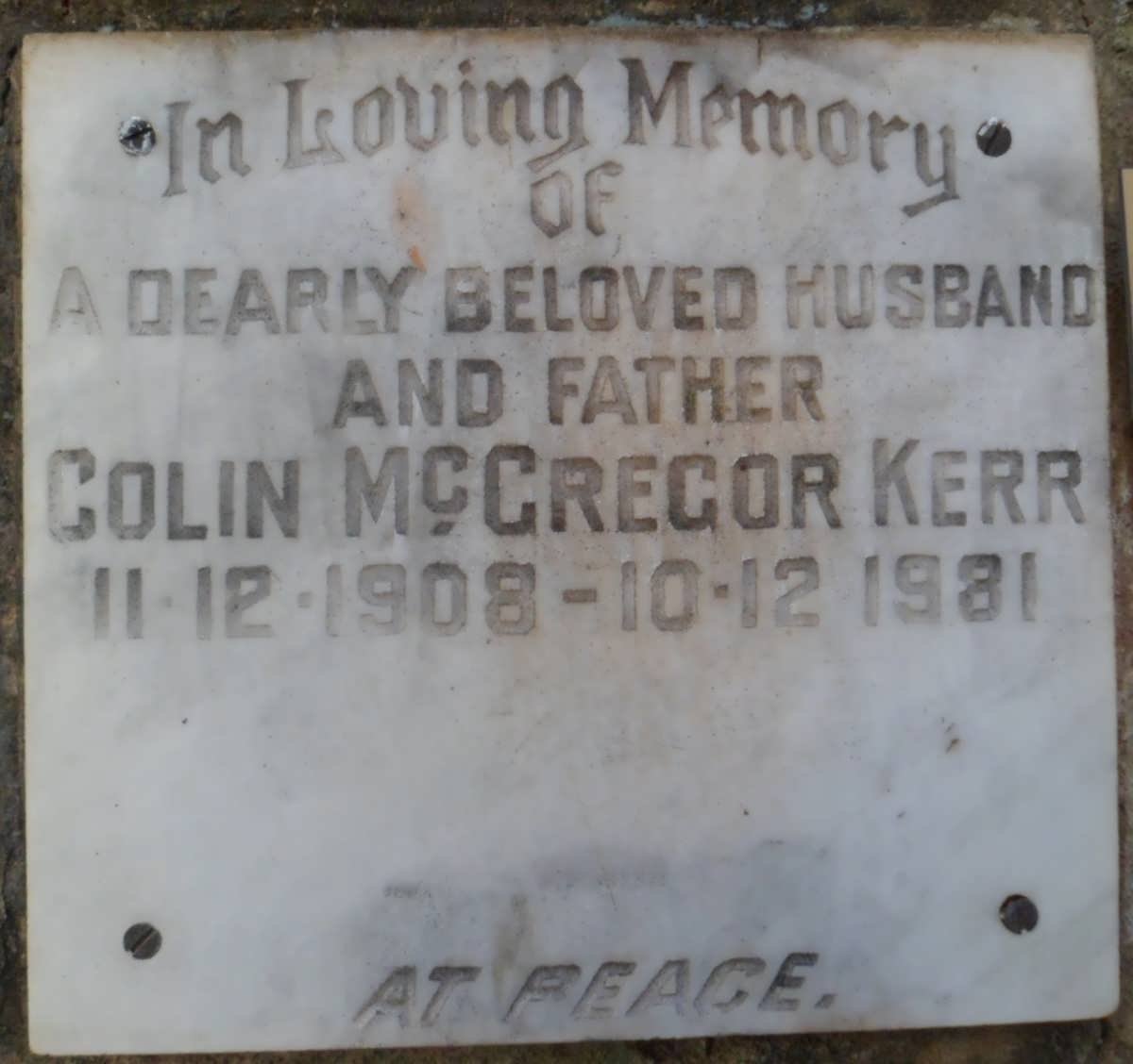 KERR Colin McGregor 1908-1981