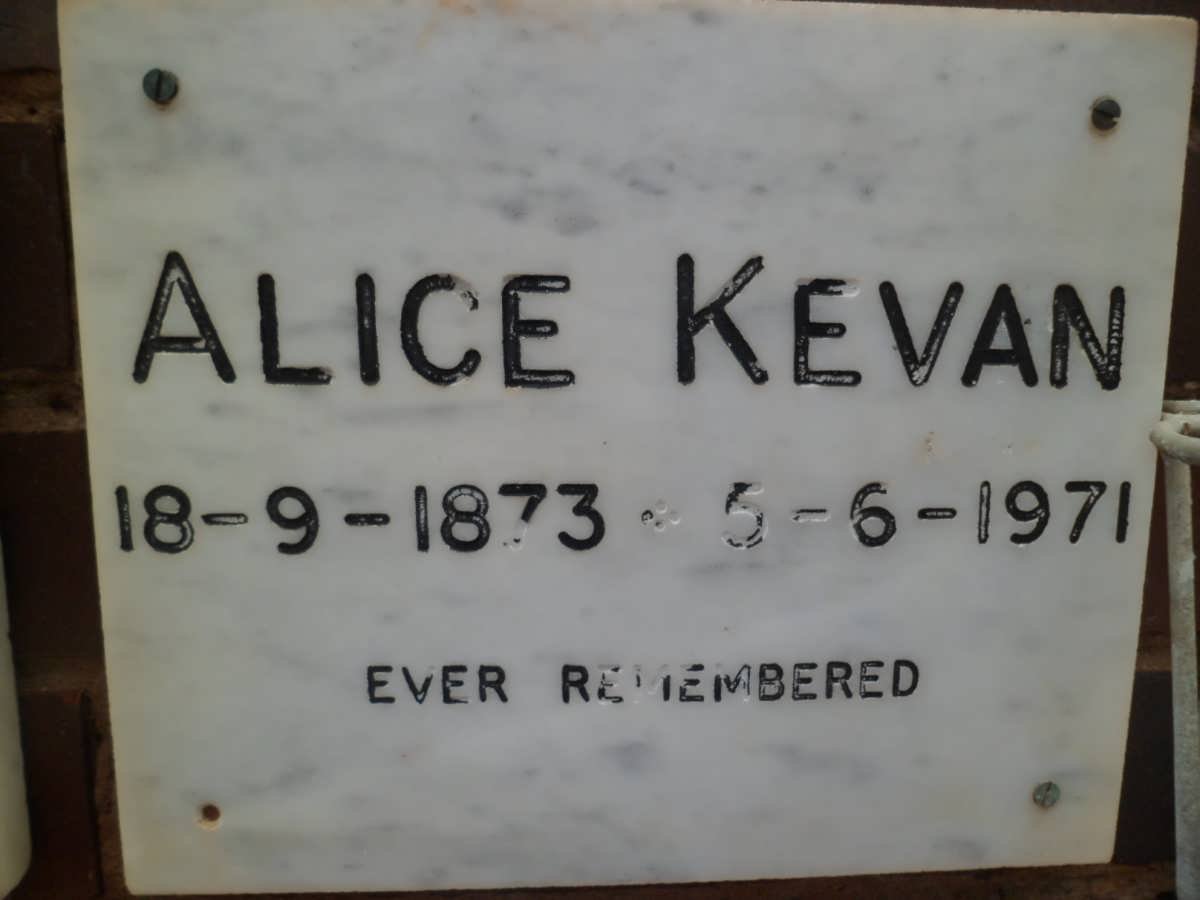 KEVAN Alice 1873-1971