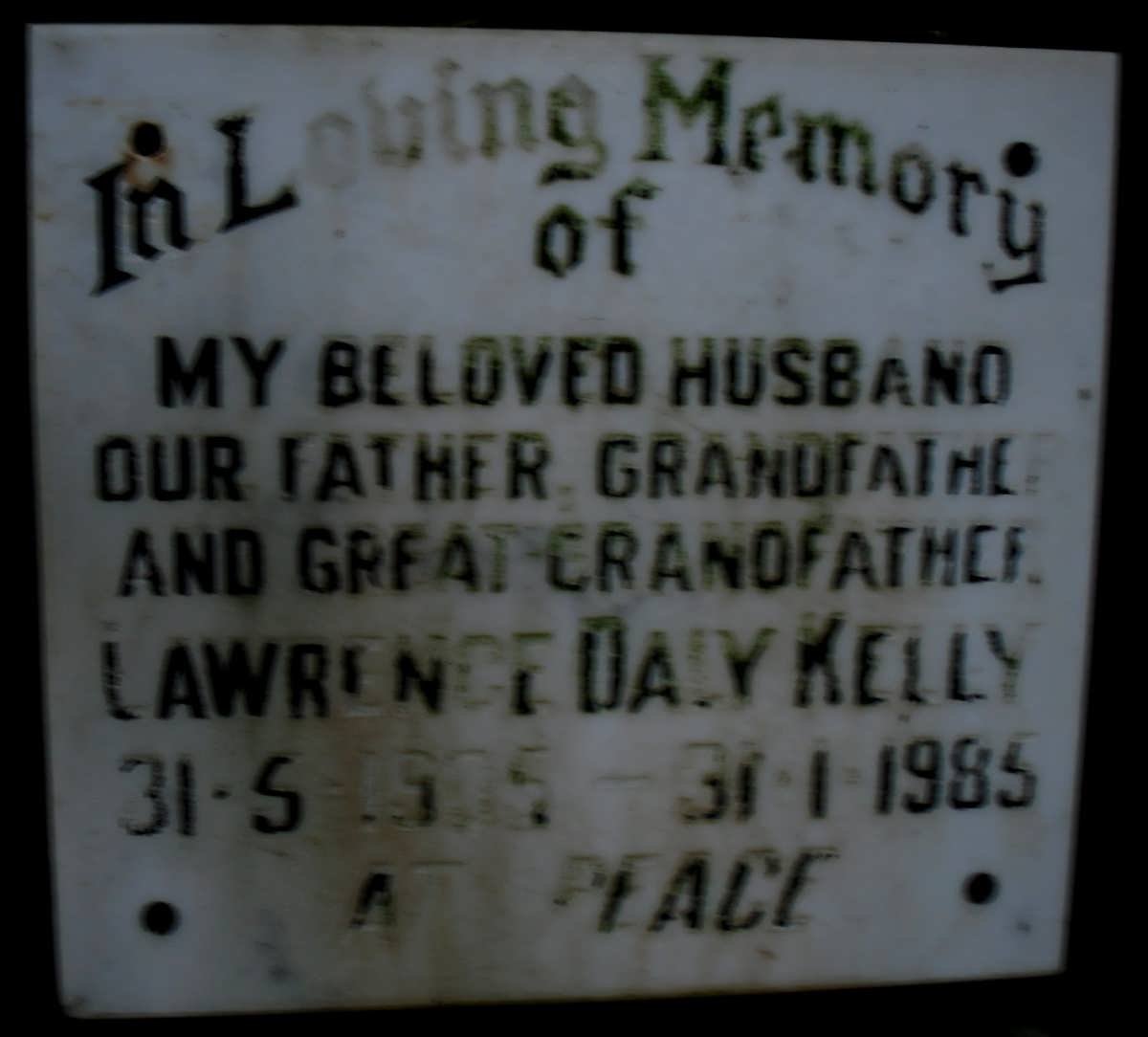 KELLY Lawrence Daly 1905-1985