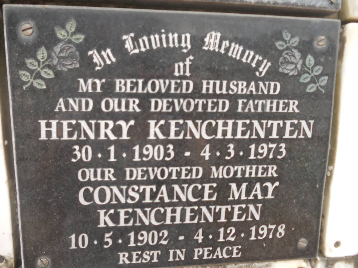 KENCHENTEN Henry 1903-1973 &amp; Constance May 1902-1978