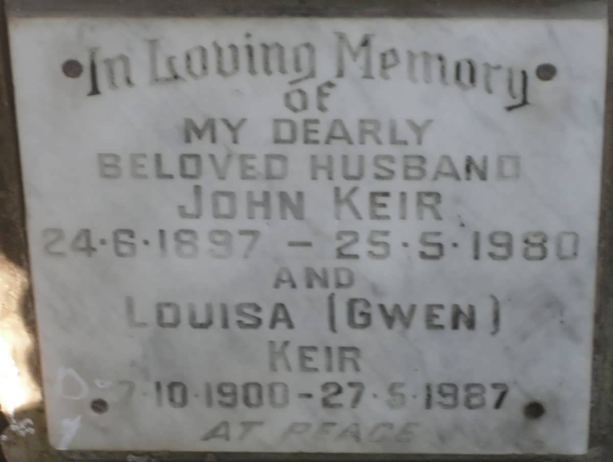 KEIR John 1897-1980 &amp; Louisa 1900-1987