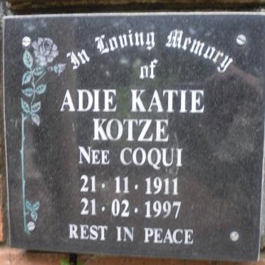 KOTZE Adie Katie nee COQUI 1911-1997