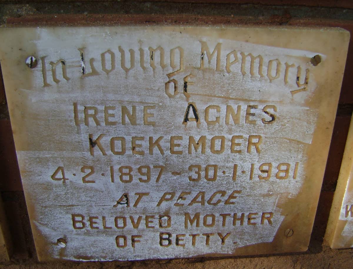 KOEKEMOER Irene Agnes 1897-1981