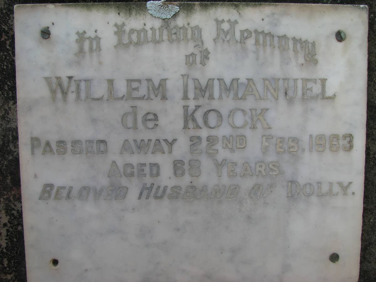 KOCK Willem Immanuel, de -1963 