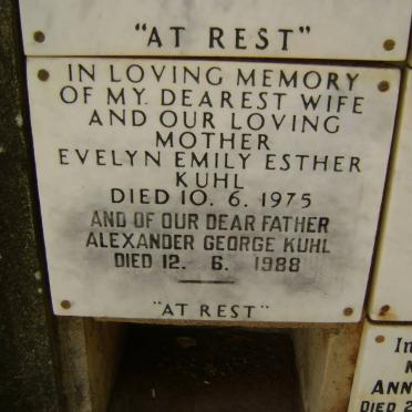 KUHL Alexander George -1988 &amp; Evelyn Emily Esther -1975
