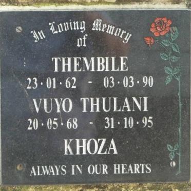 KHOZA Vuyo Thulani 1968-1995 &amp; Thembile 1962-1990