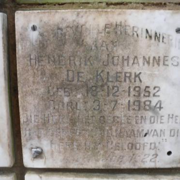 KLERK Hendrik Johannes, de 1952-1984