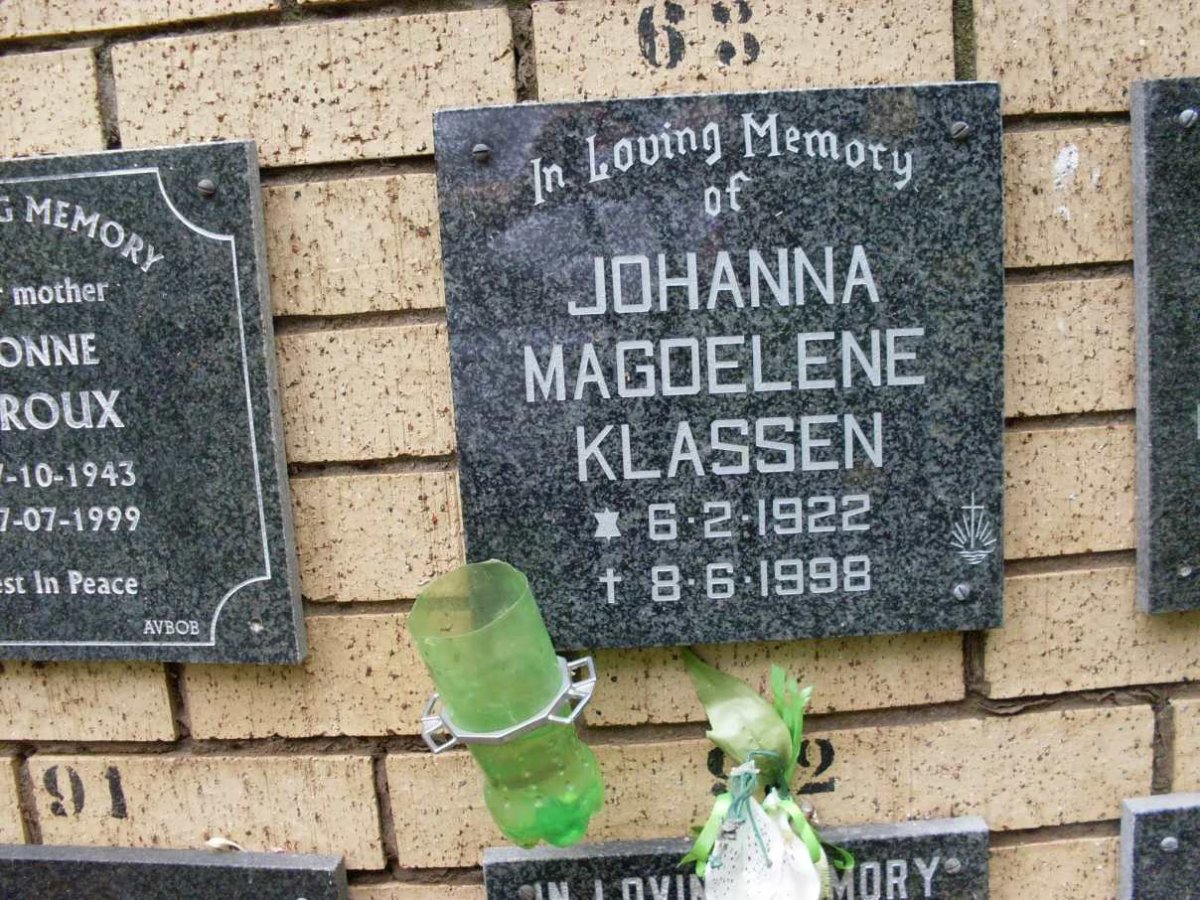 KLASSEN Johanna Magdelene 1922-1998