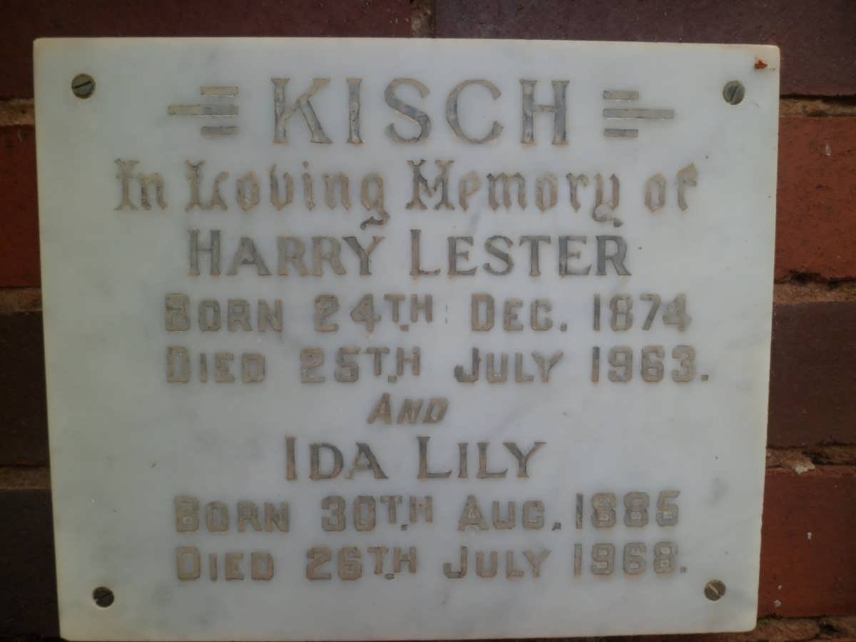 KISCH Harry Lester 1874-1963 &amp; Ida Lily 1885-1968