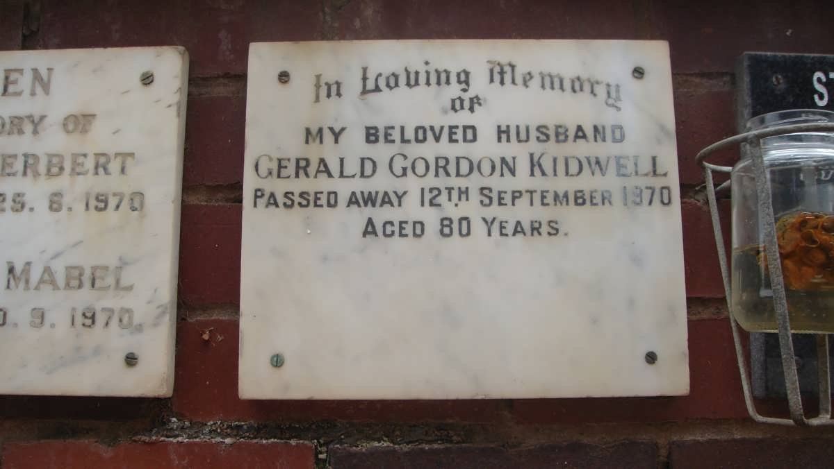 KIDWELL Gerald Gordon -1970