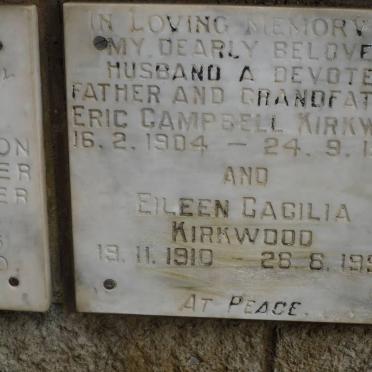 KIRKWOOD Eric Campbell 1904-1978 &amp; Eileen Gacilia 1910-1991