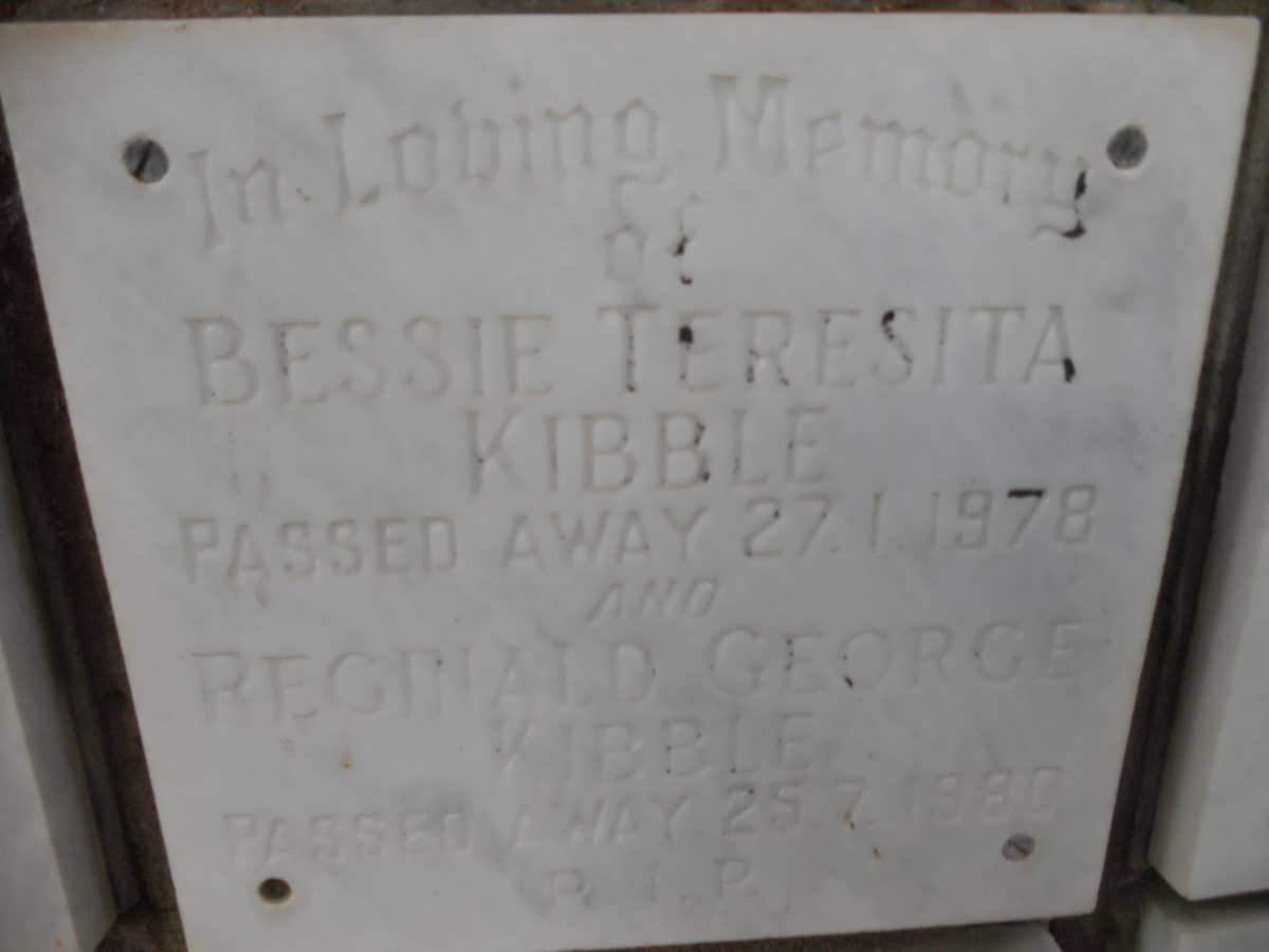 KIBBLE Reginald George -1980 &amp; Bessie Teresita -1978