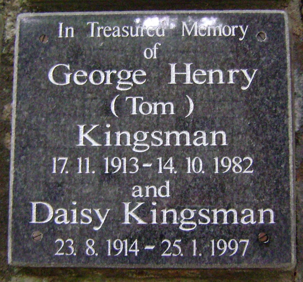 KINGSMAN George Henry 1913-1982 &amp; Daisy 1914-1997