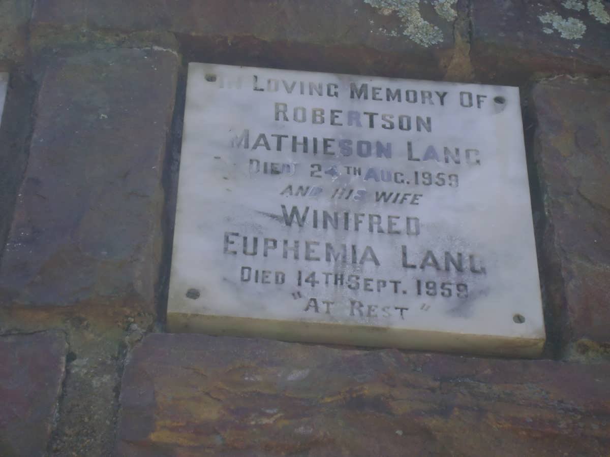 LANG Robertson Mathieson -1959 &amp; Winifred Euphemia -1959
