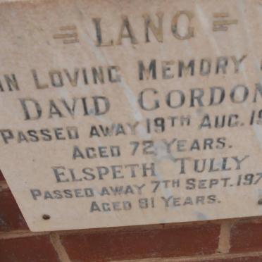 LANG David Gordon -1959 &amp; Elspeth Tully -1970