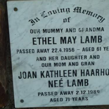 LAMB Ethel May -1956 :: HAARHOFF Joan Kathleen nee LAMB -1989
