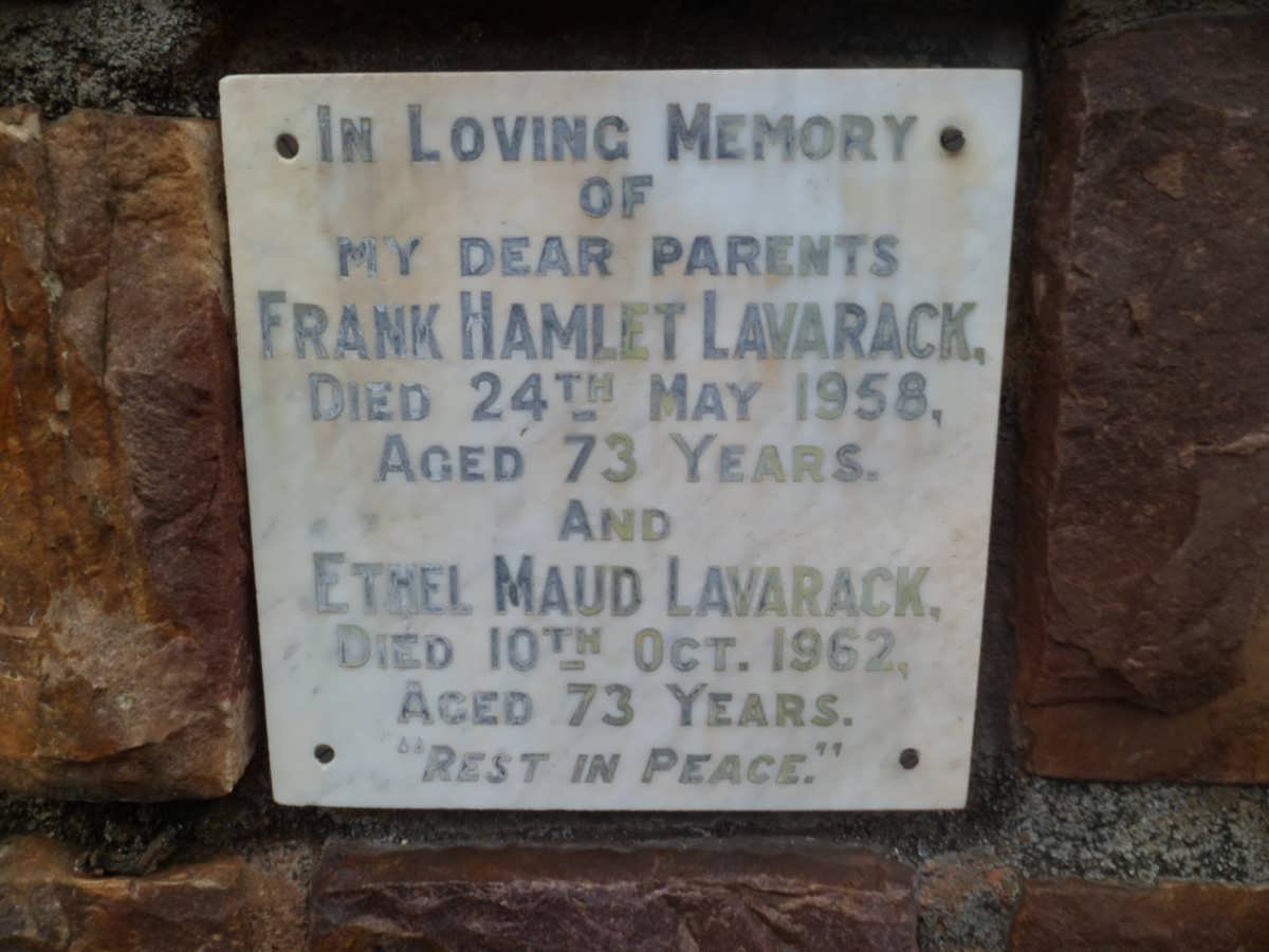 LAVARACK Frank Hamlet -1958 &amp; Ethel Maud -1962