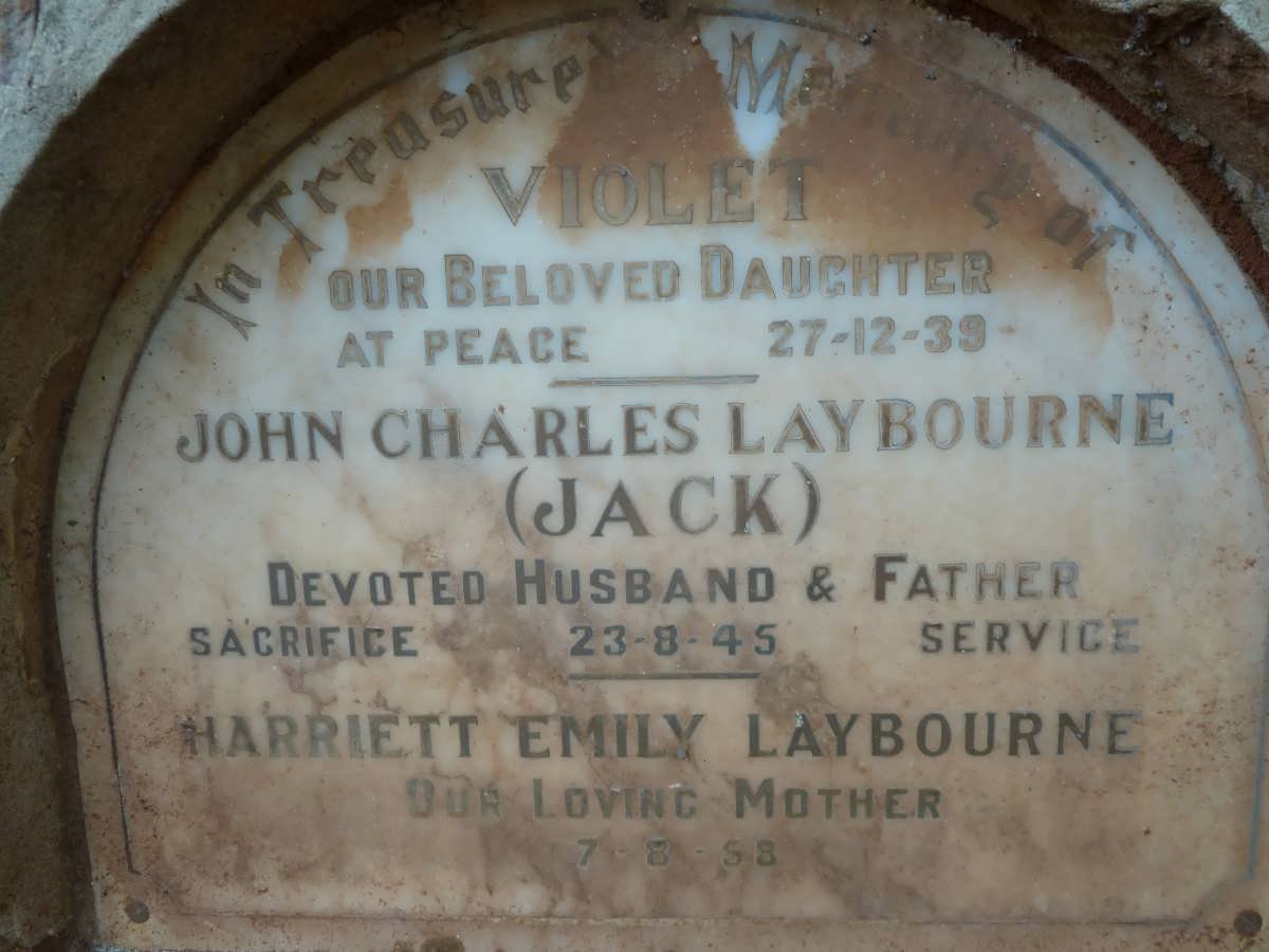 LAYBOURNE John Charles  -1945 &amp; Harriet Emily -1958 :: LAYBOURNE Violet -1939