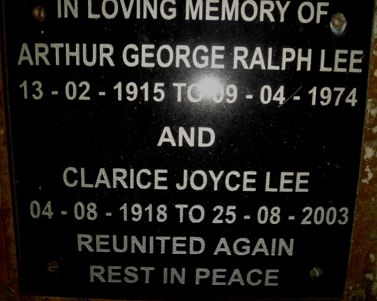 LEE Arthur George Ralph 1915-1974 &amp; Clarice Joyce 1918-2003
