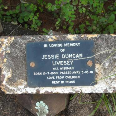 LIVESEY Jessie Duncan nee WISEMAN 1900-1981