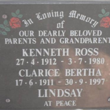 LINDSAY Kenneth Ross 1912-1980 &amp; Clarice Bertha 1911-1997