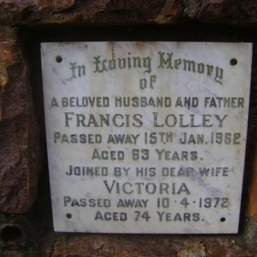 LOLLEY Francis -1962 &amp; Victoria -1972