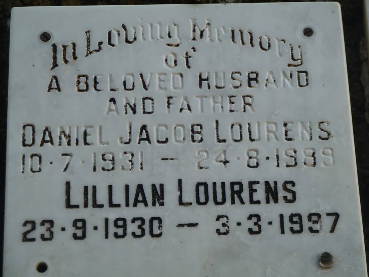 LOURENS Daniel Jacob 1931-1989 &amp; Lillian 1930-1997